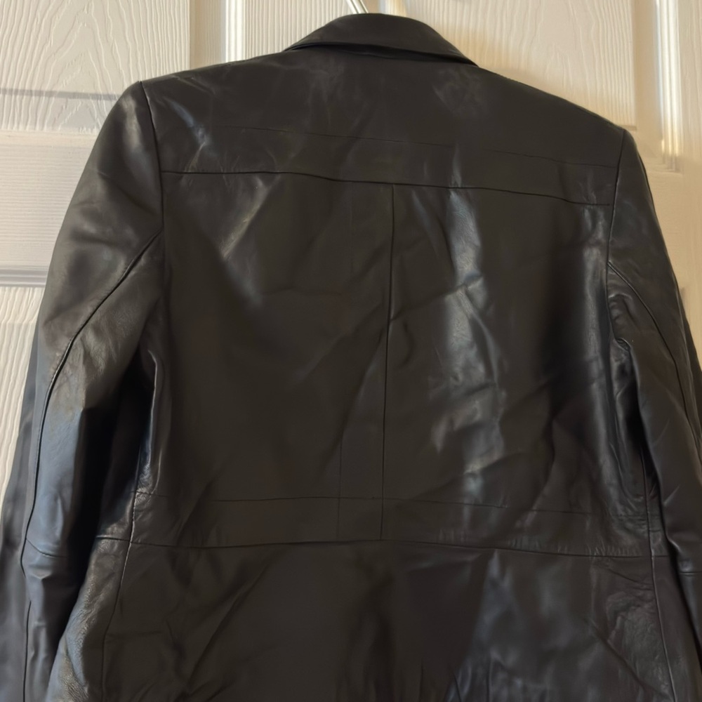 Alfani Black Leather Jacket with Zippered Pockets - Picture 3 of 12